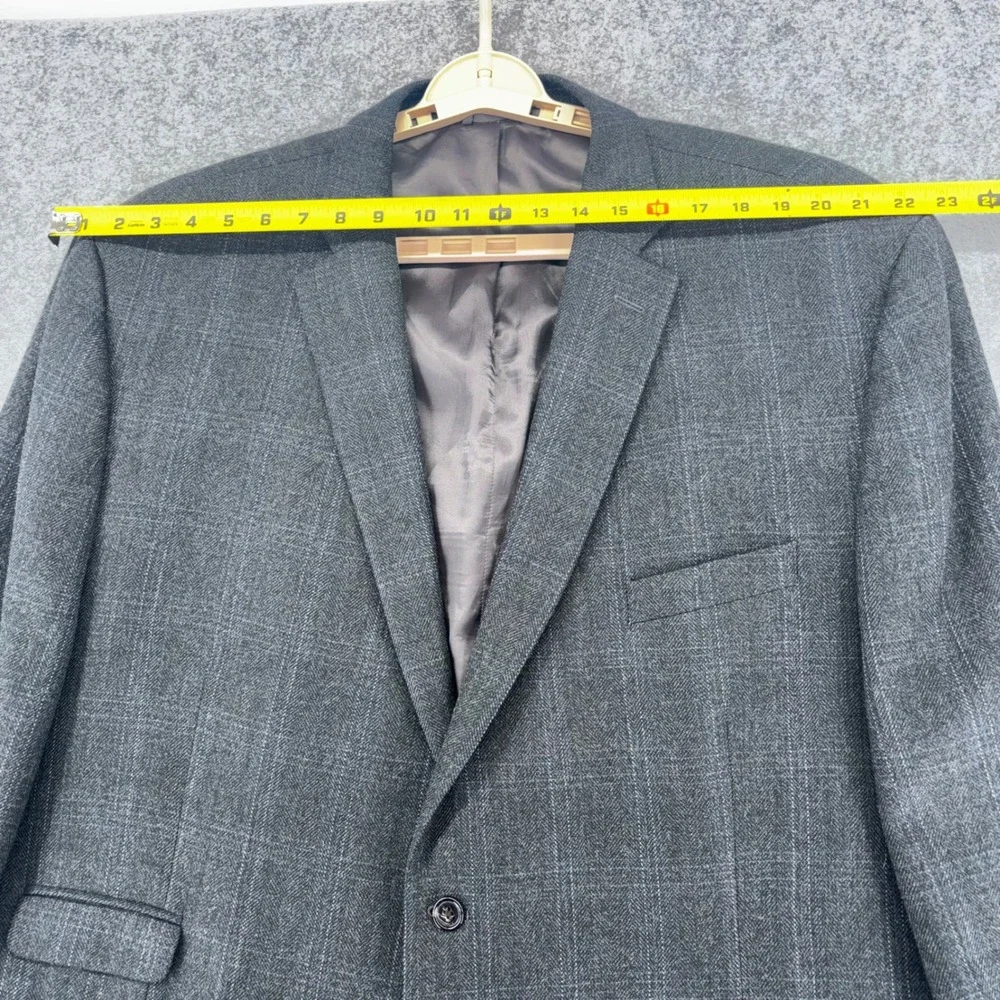 Lauren Ralph Lauren Mens 54R Grey Glen Plaid Wool Blazer Elbow Patch Sport Coat